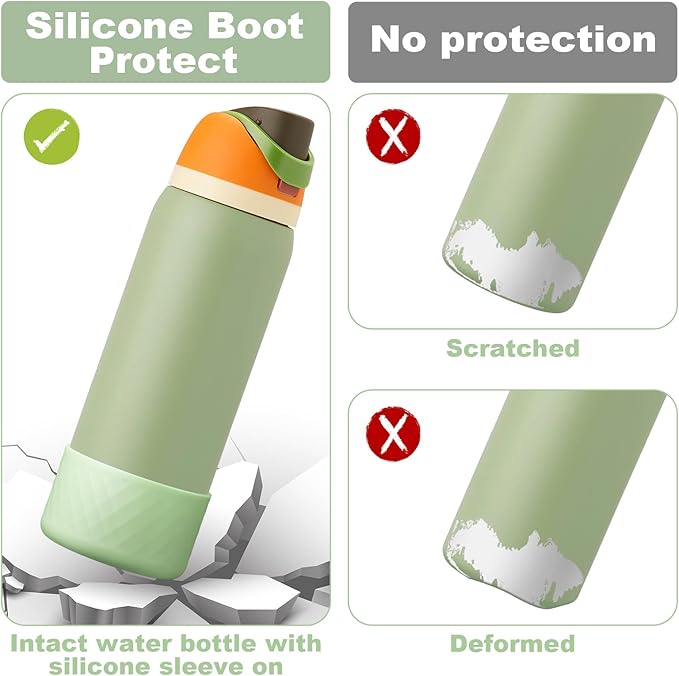 2PCS Silicone Water Bottle Boot for Owala 24oz 32oz 40oz, Anti-Slip Protective Sleeve Bottom Bumper Protector for FreeSip, Twist, and Flip Stainless Steel Water Bottles Alwenid