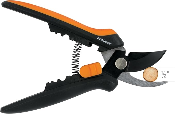 Fiskars Floral Pruning Shears - Plant Cutting Scissors/Garden Clippers For Deadheading and Working with Flowers - Black/Orange - Bloomnest