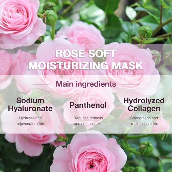 8 Pack Rose Face Mask,Pink Face Masks Spa Day kit Supplies for Women,Sheet Facial Mask Skincare for Kids Gifts Set,Hydrate Nourish Soothe for All Skin Types,Spa Party Favors - Bloomnest