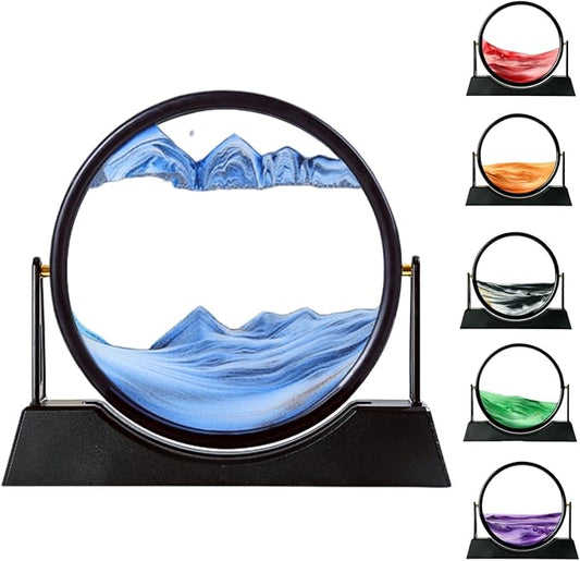 ZSDSZDZY Moving Sand Art Picture Liquid Motion, 3D Quicksand Décor, Deep Sea Sandscapes with Display Flowing Sand Frame for Relaxing, Desktop Office Home Decoration (Blue) - Bloomnest