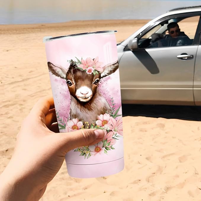 winorax Goat Tumbler 20oz Just A Girl Who Loves Goats Tumblers Stainless Steel Insulated Coffee Cup with Lid Gift For Women Girls Birthday Christmas Presents Stuff - Bloomnest