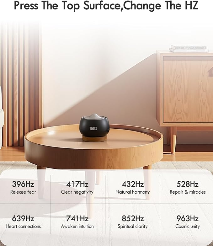 Portable Electronic Tibetan Singing Bowl, 8 Healing Frequencies (396-963Hz), Auto/Manual Mode, Vibration & Timer - USB-C Rechargeable Meditation Device for Yoga, Relaxation, Reiki, Best Gift Choice