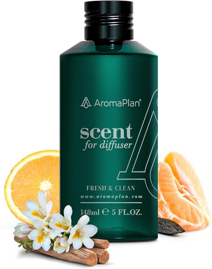 AromaPlan Scents, Clean Smelling Essential Oils, Fresh & Clean 5 Fl Oz (148ml)-Fresh Scent Essential Oil for Diffuser, USA Fragrance, Bigger Bottle, Bolder Aroma & Longer Lasting AromaPlan