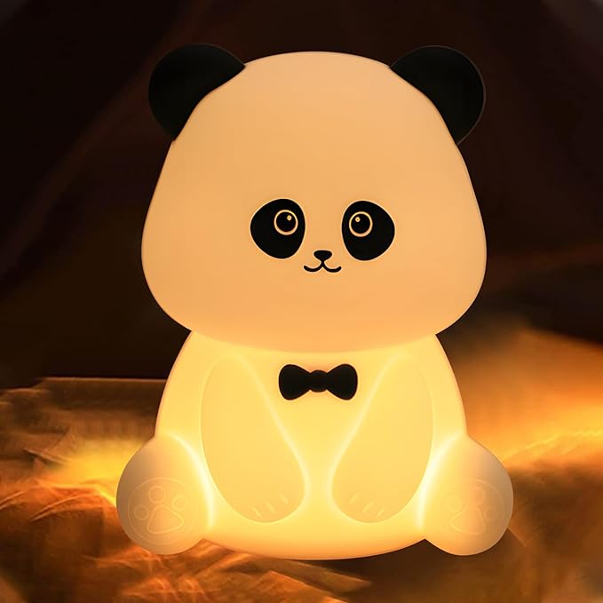 Cute Panda Night Light,Squishy Animal Nightlamp,Rechargerable Dimmable Nursery Soft Silicone Table Bedroom Lamp Portable Adjustable Lighting Bedroom Bedside Gift - Bloomnest