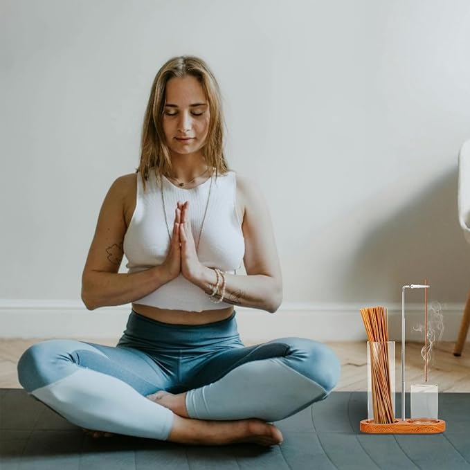 2 in 1 Incense Holder for Sticks Short Incense Stick ，Anti-Ash Flying Insence-Sticks Burner ， Glass Incense Holder Organizer for Meditation Yoga Spa Home Decor Sage - Bloomnest