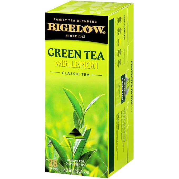 Bigelow Green Tea with Lemon Tea Bags 28-Count Box (Pack of 3) Green Tea Bags with Lemon Peel and Natural Flavors Rich in Antioxidants - Bloomnest