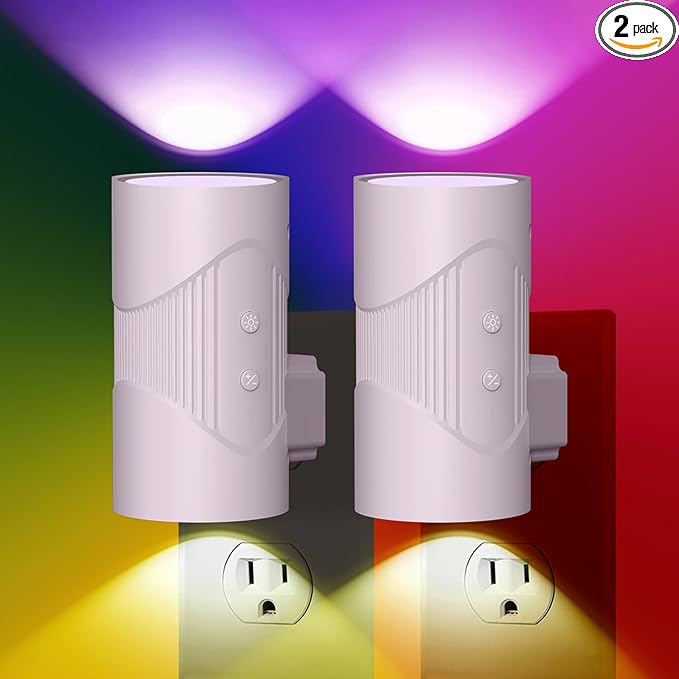 easuntec Night Light, Night Lights Plug into Wall, Color Changing Night Light, Dusk to Dawn Sensor, 8 Light Modes, Dimmable RGB Night Lights for Bedroom Bathroom Hallway Kitchen Stairs (RGB,2 Pack) - Bloomnest