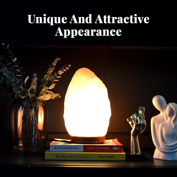 POHS 10–12 Inch Tall, 11–15 lbs Extra Large Himalayan Pink Salt Lamp | 100% Authentic Natural Hand-Carved Crystal Rock Salt Lamp with Wooden Base, Dimmable Cord & Bulb Replacement Included