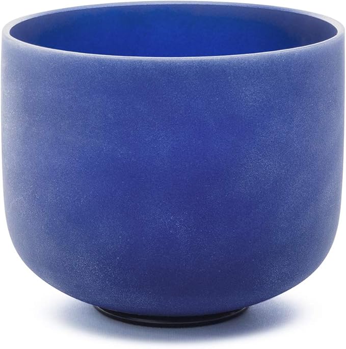 Hye-eun Indigo Crystal Singing Bowl, 8inch A note Frosted Quartz Sound Bowl 432hz Third-Eye Chakra with Carrier Case for Yoga Healing Sound Energy Vibration - Bloomnest