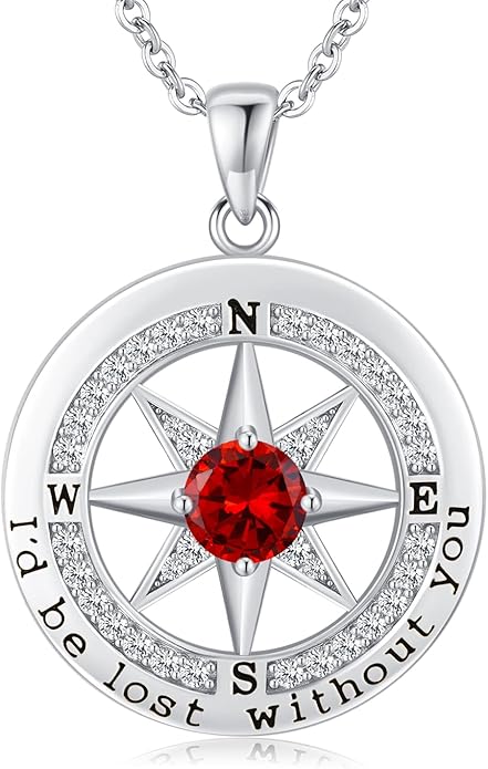 S925 Necklace Gift for Wife |Compass Jewelry |Women Anniversary |Sterling Silver |Girlfriend Birthday Gifts for Her Valentines |I'd be Lost without You |Jewel 18K Gold - Bloomnest