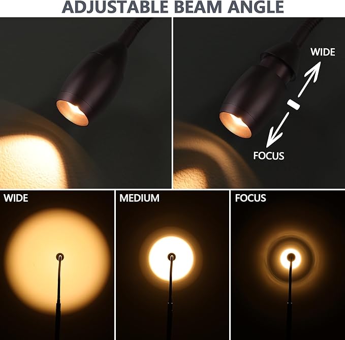 Reading Floor Lamp, 72" Tall LED Lamp with Flexible Gooseneck, Dimmable Zoomable Spotlight, Adjustable Color Beam Standing Lamp, Touch & Remote Control, Task Craft Living Room (Oil-Rubbed Bronze) - Bloomnest