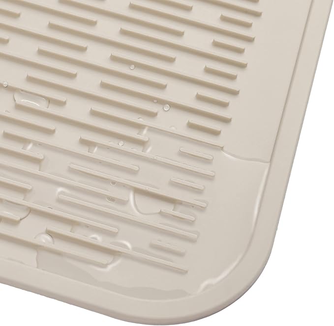 Silicone Dish Drying Mat for Multiple Usage,Easy clean,Eco-friendly,Heat-resistant Silicone Mat for Kitchen Counter or Sink,Refrigerator or Drawer Liner Tapioca XL 18 inches x 16 inches - Bloomnest