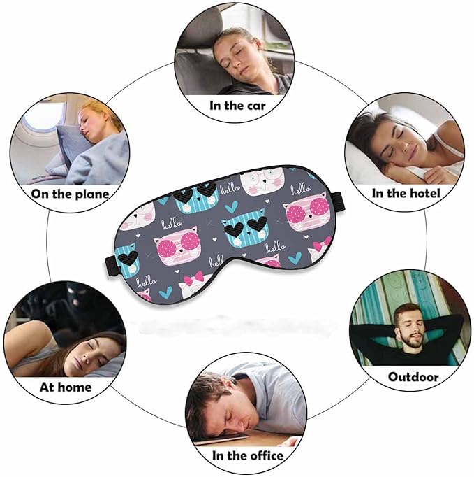Kitten Sleep Eye Mask Cute Fashion Cat Men Women Sleep Mask with Adjustable Strap Eye Cover Eye Shade for Travel, Nap,Meditation - Bloomnest