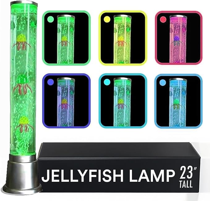 Shop LC Jellyfish Lamp Bubble Lights with 6 LED Color Automatic Changing Night Light Moving Jelly Fish Aquarium - Sensory Tube Tower Table Desk Lava Lamp for Bedroom Home Decor Christmas Gifts 1.9FT - Bloomnest