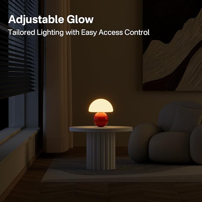 Mushroom Lamp Table Lamp for Bedroom,Desk Bedside Small Lamps for Living Room Night Stands,Mushroom Decor Cute Mini Modern Mid Century Lamps,Unique Aesthetic Home Living Room Decor(Orange) - Bloomnest