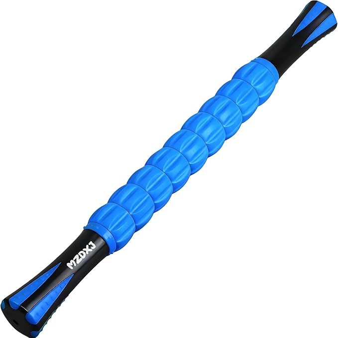 Muscle Roller & Massage Roller Stick for Athletes - Lymphatic Drainage Support, Relieves Muscle Soreness, Cramping & Tightness - Targets Legs, Arms, Back & Calves （Blue - 18inch） - Bloomnest