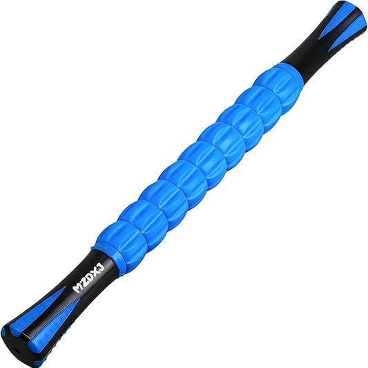 Muscle Roller & Massage Roller Stick for Athletes - Lymphatic Drainage Support, Relieves Muscle Soreness, Cramping & Tightness - Targets Legs, Arms, Back & Calves （Blue - 18inch）