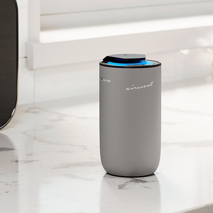 The AirScent Mini Waterless Diffuser for for Homes, Offices, Spas and Hotels - Silver Finish - Fragrance Oil Aromatherapy Diffuser for Aesthetic Scenting -15 mL Capacity - Night Light Feature - Bloomnest