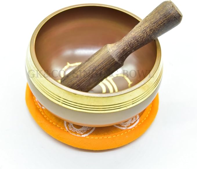 GK&CO. 3 Inch Orange Color Chakra Tibetan singing bowls set, choose your favorite chakra bowl, improve your chakra meditation practice (Sacral) - Bloomnest