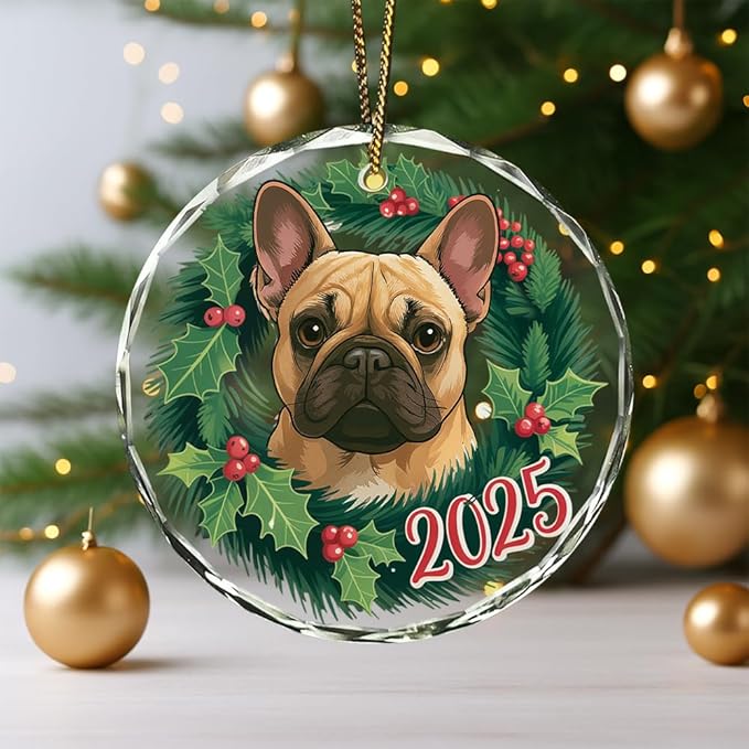 French Bulldog Glass Ornament – Handcrafted Hanging Decoration, Elegant Keepsake with Unique French Bulldog Design, for Home, Holiday Tree, or Special Occasion - Bloomnest