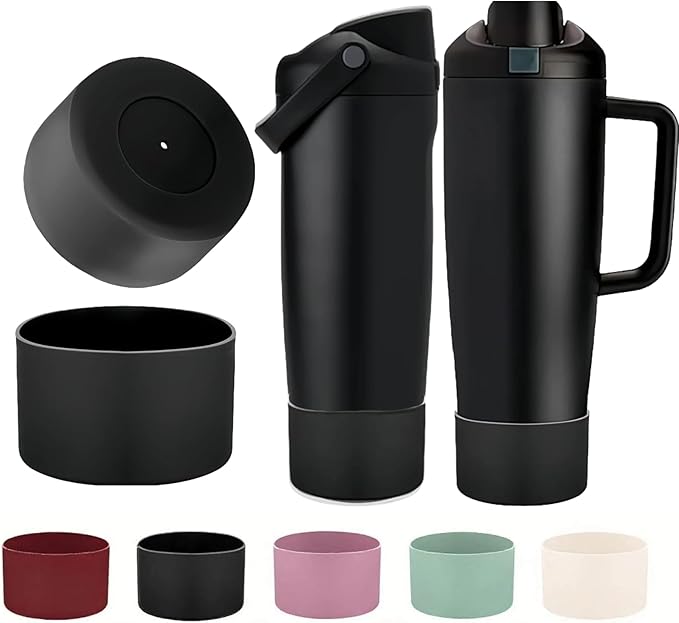 2PCS Silicone Boot for Black Cherry Owala 30oz & 40oz FreeSip Sway Bottles & Tumblers, Anti-Slip Protective Sleeve Bloomnest