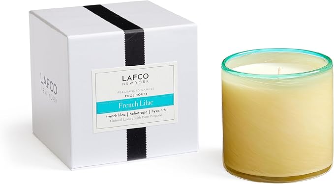 LAFCO New York Signature Candle, French Lilac - 15.5 oz - 90-Hour Burn Time - Reusable, Hand Blown Glass Vessel - Made in The USA - Bloomnest