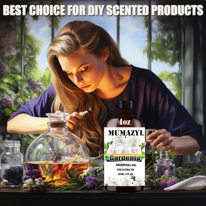 Gardenia Essential Oil, Gardenia Oil 4 Fl Oz 120ML for Diffuser Humidifier Yoga Cleaning DIY Candle Soap Making Essential Oils - Bloomnest