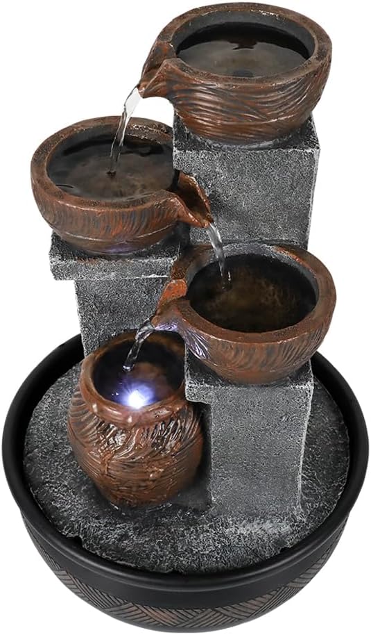 Indoor Relaxation Desktop Waterfall Fountain，Tabletop Flowing Water Fountain Suitable for Home Office Collection Decoration