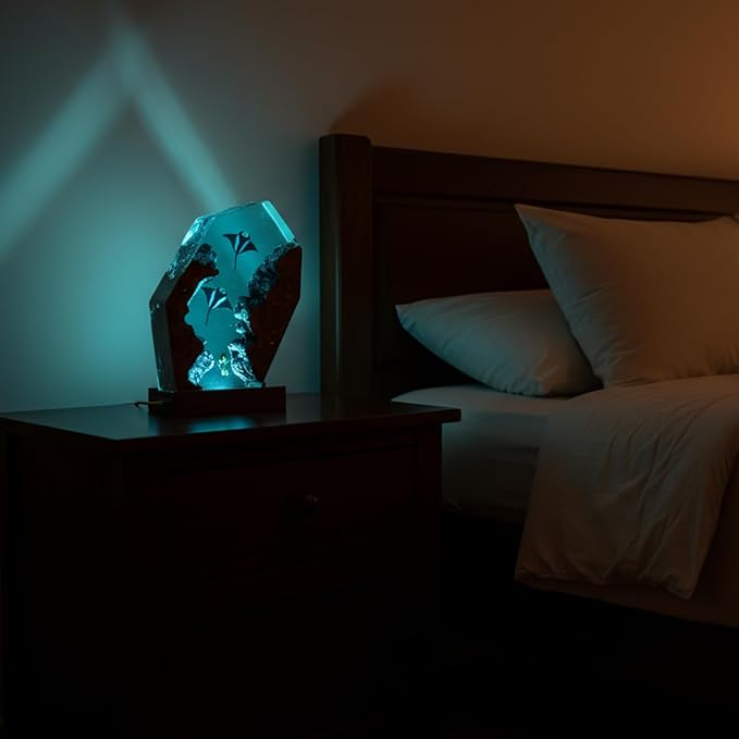 Handmade 3D Ocean Resin Lamp, Epoxy Ocean Night Light with Wooden Base, LED Color Changing Table Lamp, USB Powered Dragons Decor, Unique Ocean Gift for Bedroom & Home Office (Manta Ray) - Bloomnest