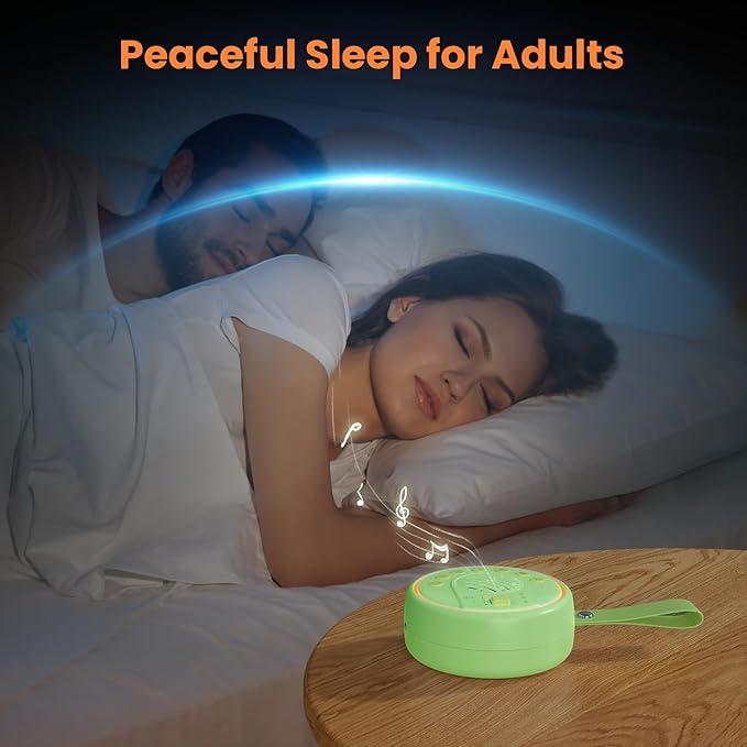 White Noise Machine Portable Sound Machine with 22 Soothing Sounds for Kids Adults, 4 Modes Night Light,3 Sleep Timer,Sound Therapy for Home Office Travel,Green - Bloomnest