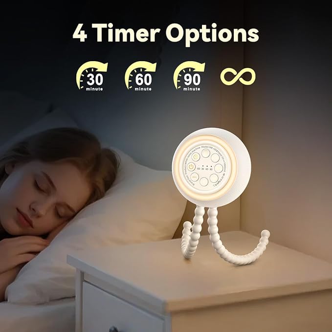 Easysleep Portable Sound Machine for Baby Adult White Noise Machine with 30 Soothing Sounds 32 Volume Levels 4 Timer Sleep Soother Rechargeable Shush Brown Noise Machine for Home, Travel & Office