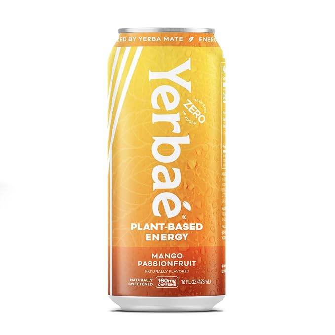 Yerbaé Mango Passion Fruit Functional Energy Drink - 0 Sugar, 0 Calories, 0 Carbs. Yerbae is Energized by Yerba Mate, Plant-Based, Healthy Alternative to Sugary Energy Beverages, 16oz cans (12 Pack) - Bloomnest
