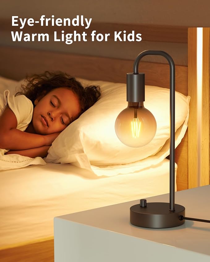 ONEWISH Industrial Table Lamp for Bedroom, Fully Dimmable Modern Bedside Lamps with 2700K Warm Light Bulb for Kids Reading, Minimalist Nightstand Lamps for Living Room, Office (Bulb Included) - Bloomnest