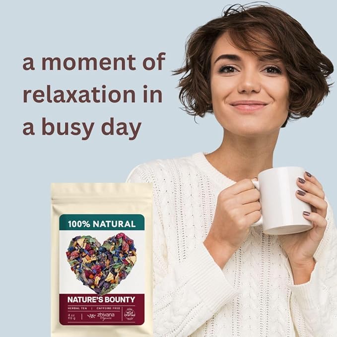 Loose Leaf Tea No Caffeine with Raspberry, Cornflower, Rosehip & Hibiscus (4oz.) – Fruit Tea Summer Herbal Infusion with Wild Berries - Bloomnest