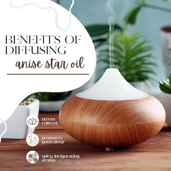 GreenHealth Anise Star Essential Oil – 2 fl oz (59 ml) | 100% Pure & Undiluted | Amber Glass Bottle with Cap | Licorice-Like Scent for Aromatherapy, Diffuser, DIY Crafts, Home Fragrance