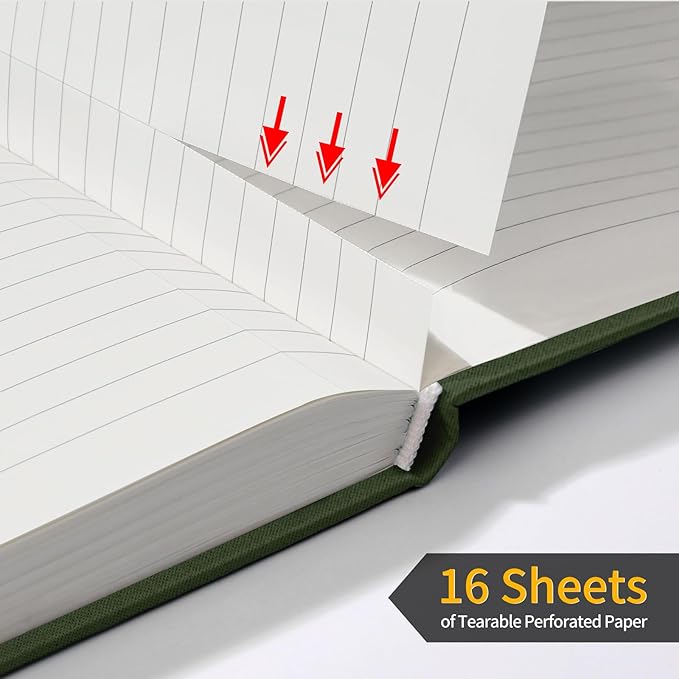 Annecy Lined Journal Notebook, Hardcover Leather Journal for Women & Men, 160 Numbered Pages, Medium 5.5" x 8.25", 100 GSM Thick Paper, Deep Green - Bloomnest