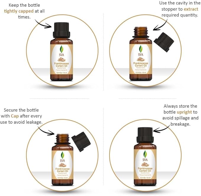 SVA Frankincense Essential Oil – 1/3 Fl Oz – 100% Natural Boswellia Carterii Oil - for Diffuser, Hair Care, Face, Skin Care, Aromatherapy, Scalp and Body Massage, Soap and Candle Making - Bloomnest