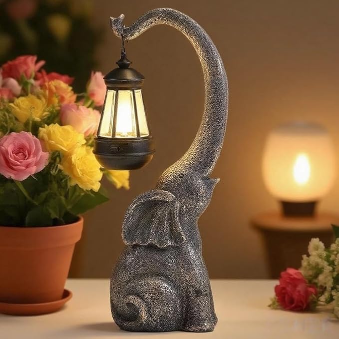 Elephant Garden Statue Solar Lights Outdoor Garden Decor for Outside Patio Home Porch Balcony, Yard Art Lawn Ornaments Elephant Decor Birthday Gifts for Women Mom Grandma Animal Lovers - Bloomnest