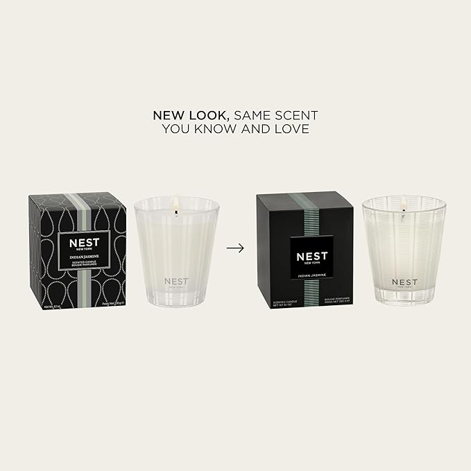 NEST New York Scented Classic Candle, Indian Jasmine - 8.1 oz - Up to 60-Hour Burn Time - Reusable Glass Vessel - Bloomnest
