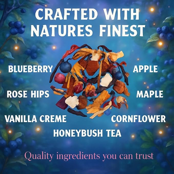 Bellasia Tea Blueberry Pie for Kids Using Real Fruit Pieces - Caffeine Free Herbal Tea Blend with Real Ingredients & Balanced Flavor- Add Loose Leaf Tea to Your Child’s Routine for A Fun & Tasty Drink - Bloomnest