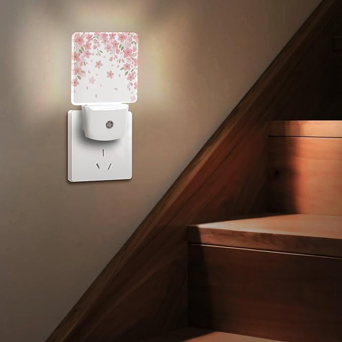 Falling Flowers Night Light, Plug into Wall Decor Nightlights for Bedroom, Bathroom, Hallway, Kitchen, with Dusk to Dawn Light Auto Sensors LED Night Lights for Boys Girls Women Men Room Gifts - Bloomnest
