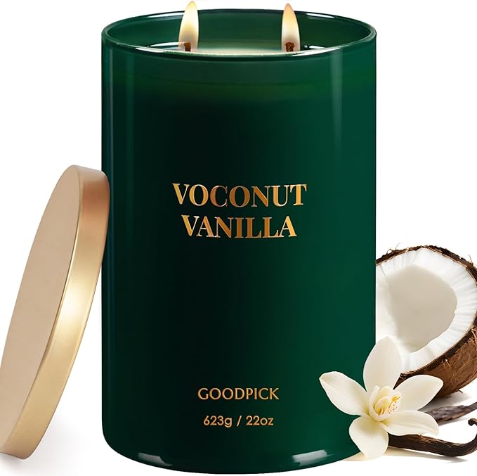 Goodpick Vanilla Coconut Candles, Scented Candle for Home, 22oz Soy Candles, Long Burning 120hrs Jar Candle Gifts - Bloomnest