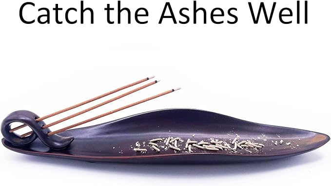 9" Length Incense Stick Holder with 3 Holes, White Porcelain Incense Tray Ash Cather for Spa, Meditation Room, Yoga, Home, Office (Brown)