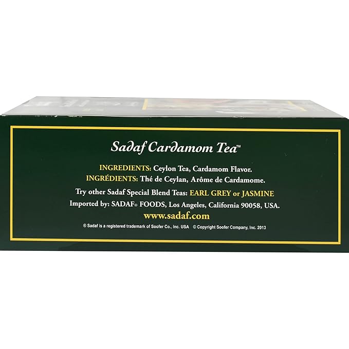 Sadaf Cardamom Tea Bags | Special Blend Cardamom Ceylon Black Tea | Quicktea Product harvested in Sri Lanka | 100 bags (Pack of 1) - Bloomnest