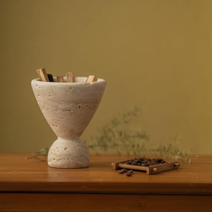 Wild Works Vintage Travertine Cave Stone Incense Mid-Ancient Minority Abstract Geometric Ornament Home Decor Indoor