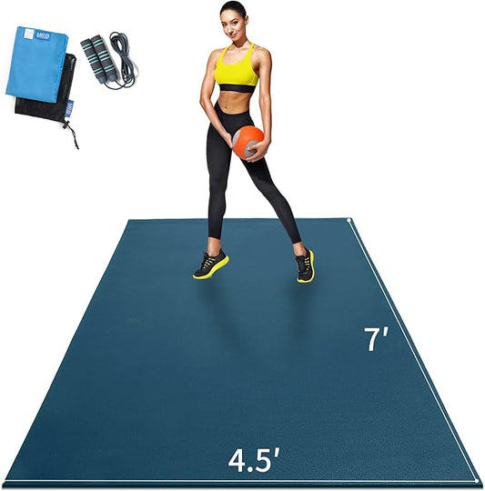 MRO Extra Large Exercise Mat For Home Gym, 8'x4.5'/7'x4.5'/6'x4.5'(7mm) Workout Mats for Gym Flooring, Non-Slip, Extra Thick Durable Cardio Mat, Ideal for Plyo, Weights, MMA, Jump Rope -Shoe Friendly - Bloomnest