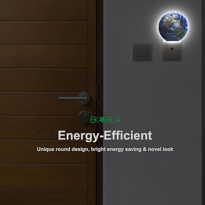 EKOBLA Earth Novelty Plug-in Nightlights Blue Planet Ocean Mountain Space Universe Night Lights Plug into Wall Auto Sensor LED for Boys Girls Men Women Home Decor Holiday Gifts - Bloomnest