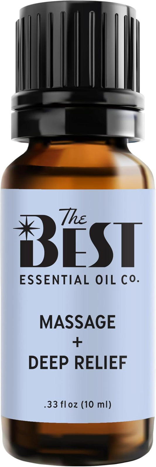 The Best Massage + Deep Relief Essential Oil Blend- Premium Grade- 100% Pure & Natural for Aromatherapy, Diffuser, Spa, Massage, Air Freshener- 10 ml (.33 fl oz) - Bloomnest