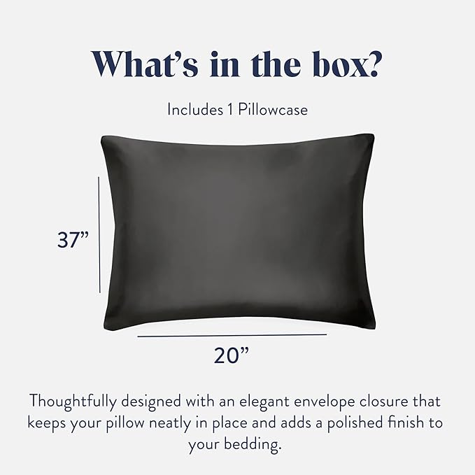 Brooklinen Mulberry Silk Pillowcase – 100% Pure Silk Pillow Case, Soft & Durable, Anti-Friction Comfort, Hight Quality Smooth Texture – Machine Washable & Breathable – King Size (Carbon) - Bloomnest