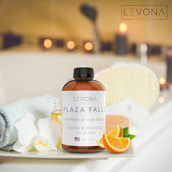 Levona Scent Essential Oil - Fresh Aroma for Home, Office, Hotel & Spa, Perfect in Humidifiers and Diffusers, Luxury Fragrance, with Cucumber Water, Orange, Melon Notes - 700ml/ 23 fl oz, Plaza Falls - Bloomnest
